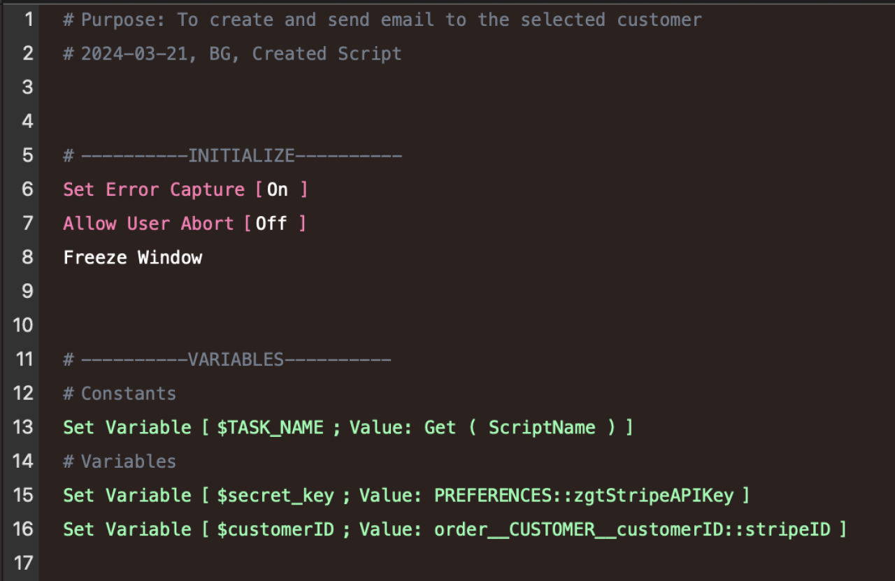 filemaker stripe invoices integration obtain customer id script.