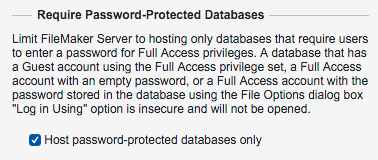 Security Require Password Protected Databases